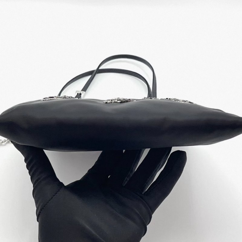 PRADA 黑色尼龍閃電鑽飾mini手提托特包 21*223 全新閒置配件塵袋保卡-4