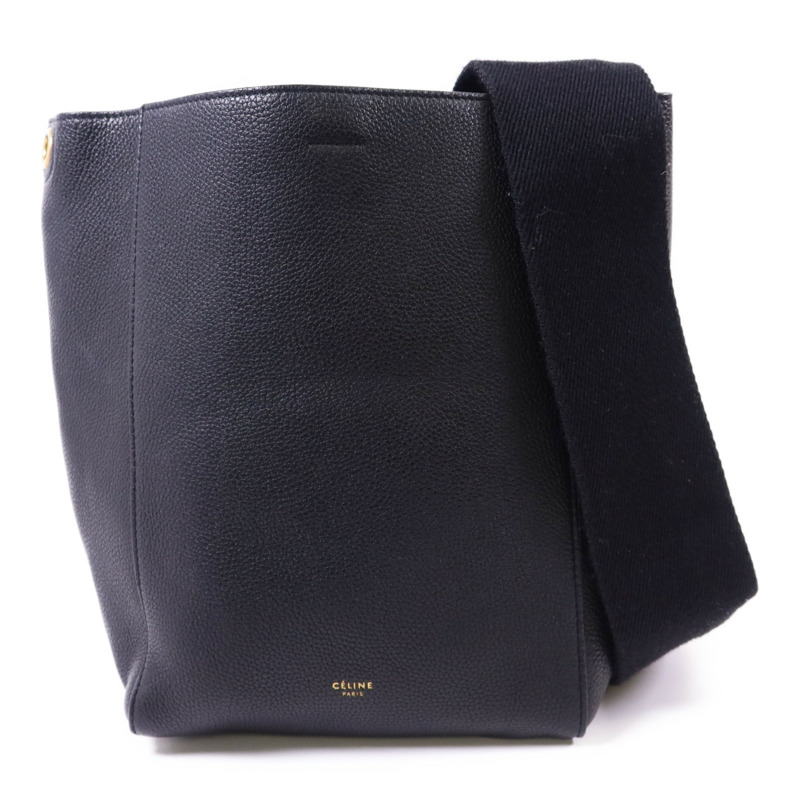 CELINE 牛皮皮革Sangle Bucket Small金扣肩背袋-0