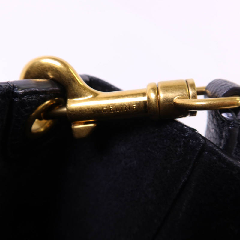 CELINE 牛皮皮革Sangle Bucket Small金扣肩背袋-9