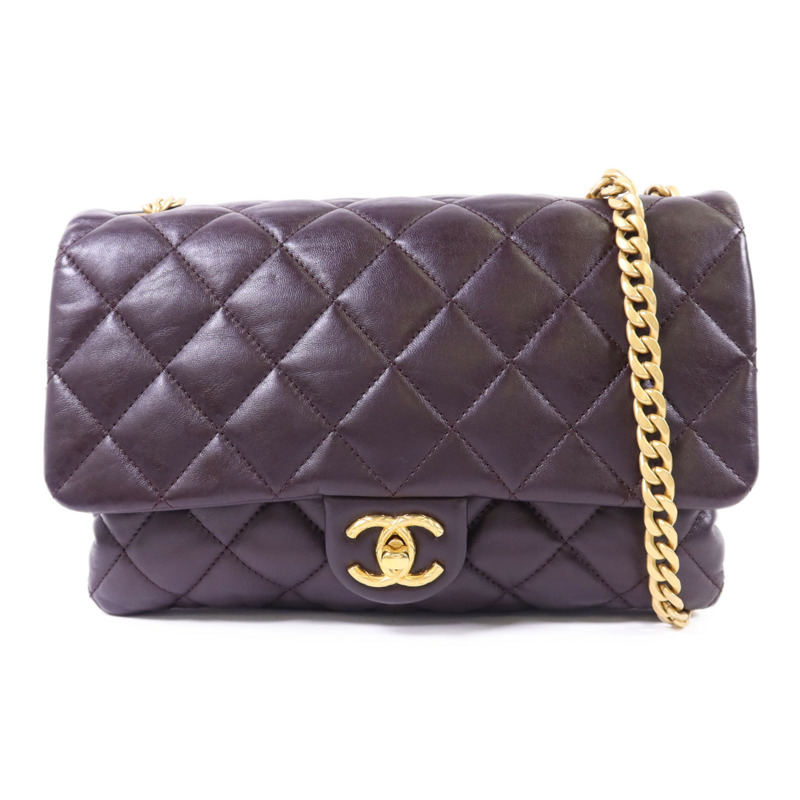 CHANEL 牛皮皮革Chain Shoulder Bag金扣鏈帶肩背袋-0