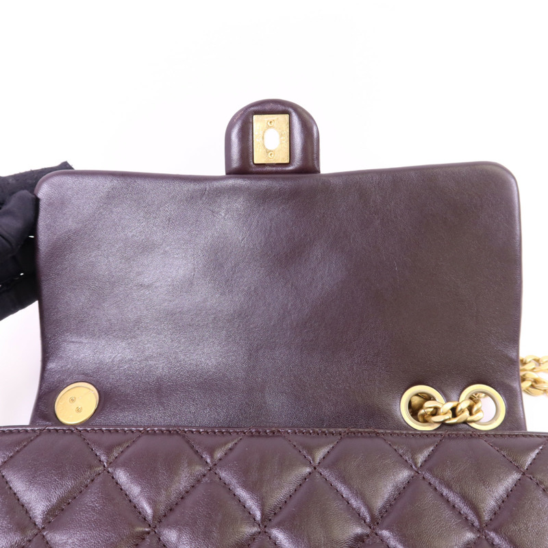 CHANEL 牛皮皮革Chain Shoulder Bag金扣鏈帶肩背袋-6