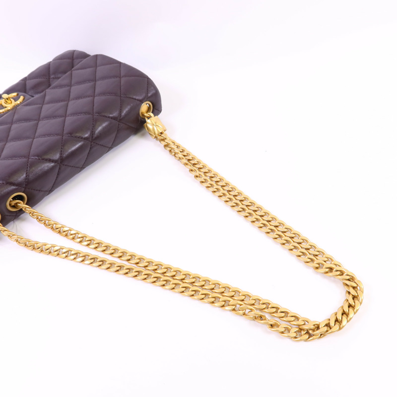 CHANEL 牛皮皮革Chain Shoulder Bag金扣鏈帶肩背袋-12