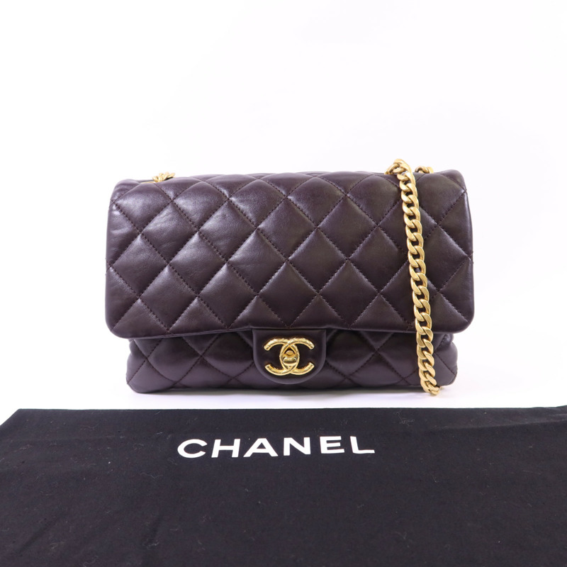 CHANEL 牛皮皮革Chain Shoulder Bag金扣鏈帶肩背袋-18