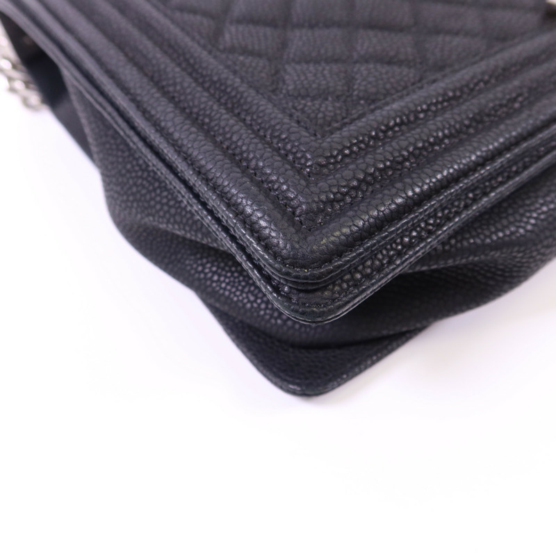 CHANEL 牛皮皮革Boy 30銀扣鏈帶肩背袋-14