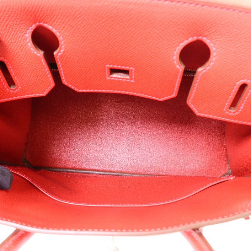HERMES Epsom皮革Birkin 30銀扣手挽袋Rouge Casaque-5