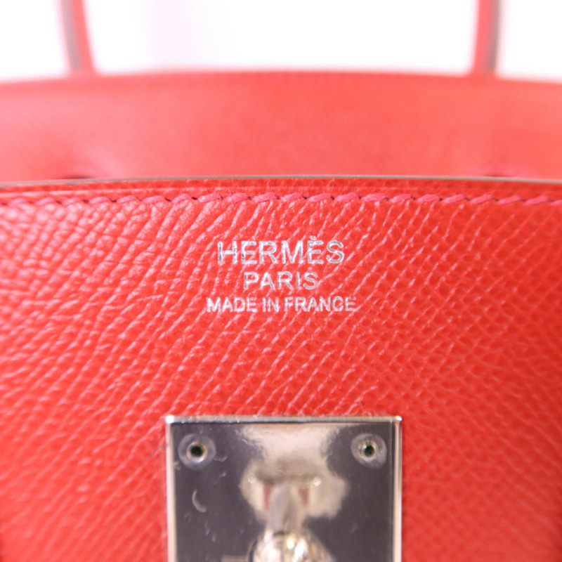 HERMES Epsom皮革Birkin 30銀扣手挽袋Rouge Casaque-6