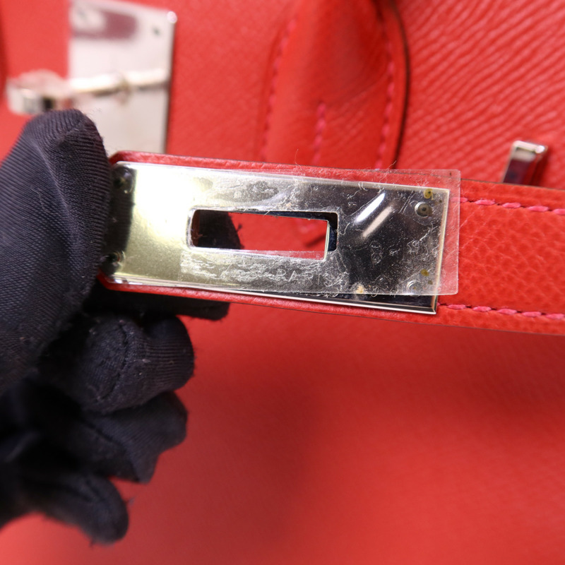 HERMES Epsom皮革Birkin 30銀扣手挽袋Rouge Casaque-9