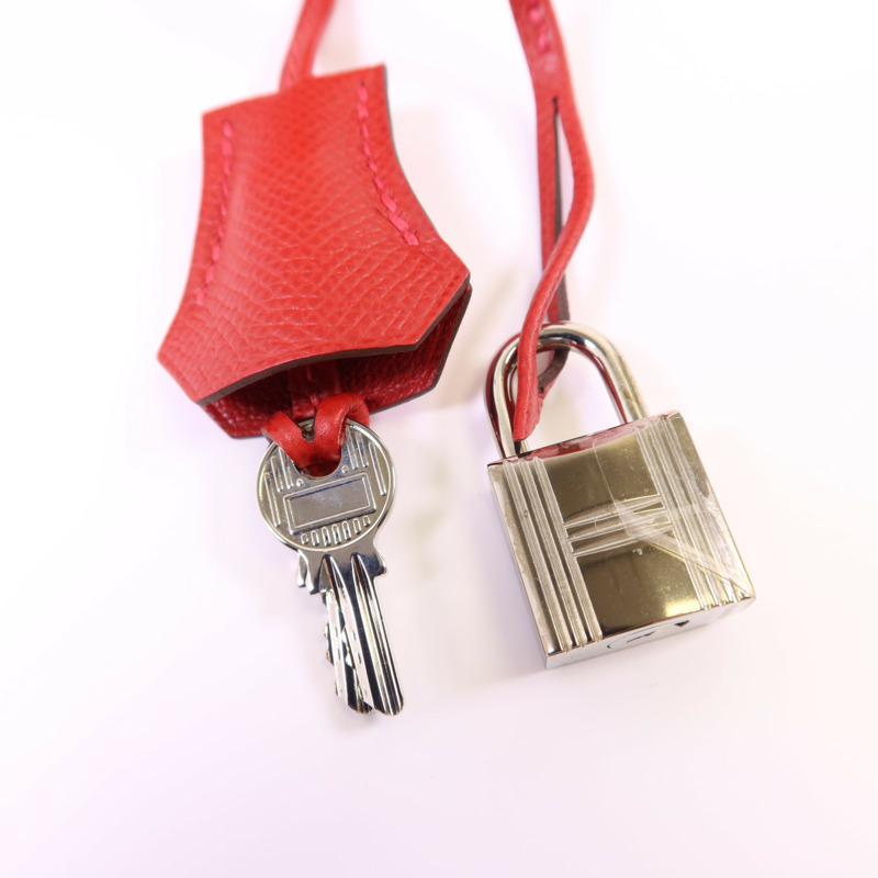 HERMES Epsom皮革Birkin 30銀扣手挽袋Rouge Casaque-10