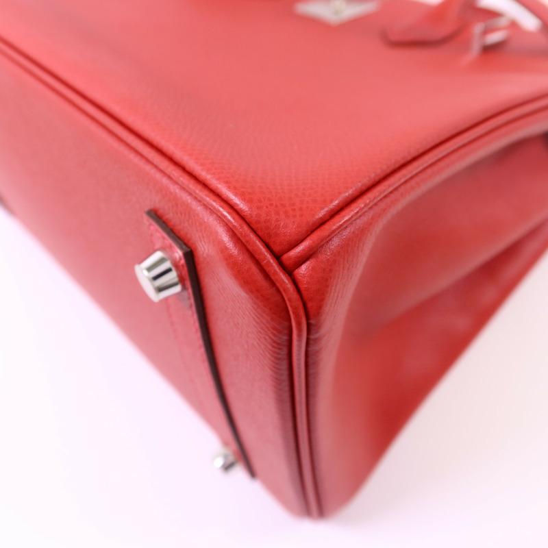 HERMES Epsom皮革Birkin 30銀扣手挽袋Rouge Casaque-12