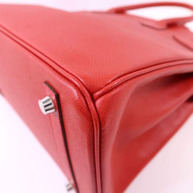 HERMES Epsom皮革Birkin 30銀扣手挽袋Rouge Casaque-14