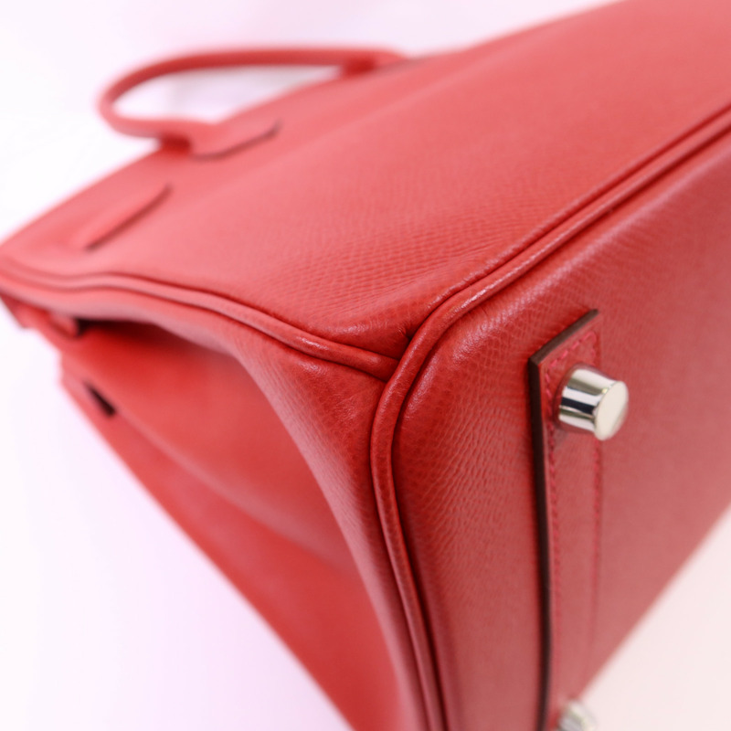 HERMES Epsom皮革Birkin 30銀扣手挽袋Rouge Casaque-15