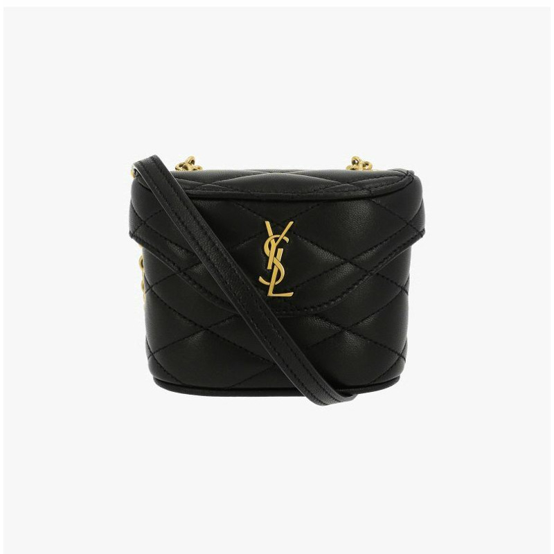 SAINT LAURENT Cassandra Monogram Quilted Micro Box Chain Shoulder Bag 766793 1EL07 1000-1