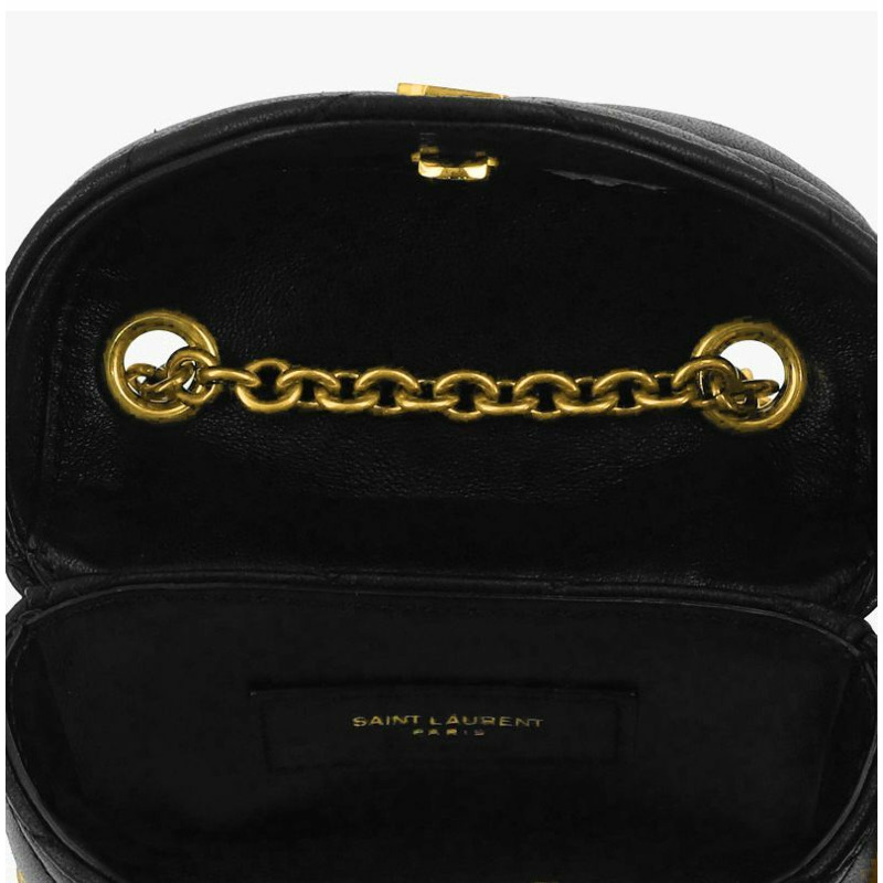 SAINT LAURENT Cassandra Monogram Quilted Micro Box Chain Shoulder Bag 766793 1EL07 1000-7