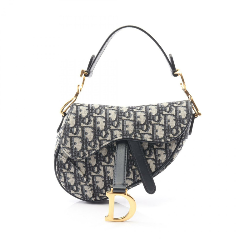 Christian Dior SADDLE Oblique 手提包 M0447CTZQ_M928 帆布皮革 米色 海軍藍-0