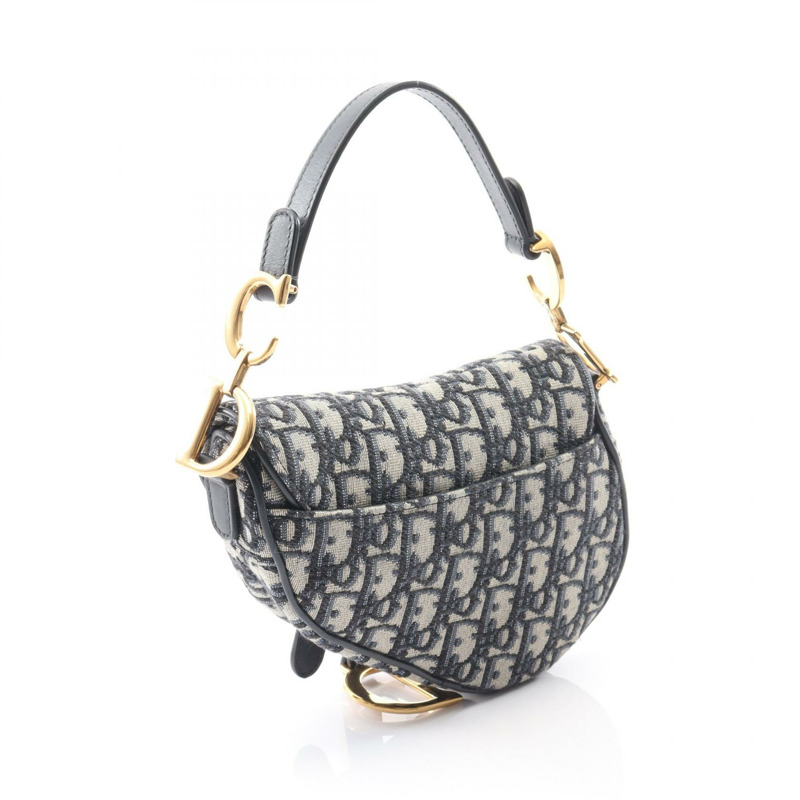 Christian Dior SADDLE Oblique 手提包 M0447CTZQ_M928 帆布皮革 米色 海軍藍-1