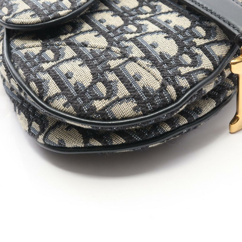Christian Dior SADDLE Oblique 手提包 M0447CTZQ_M928 帆布皮革 米色 海軍藍-6