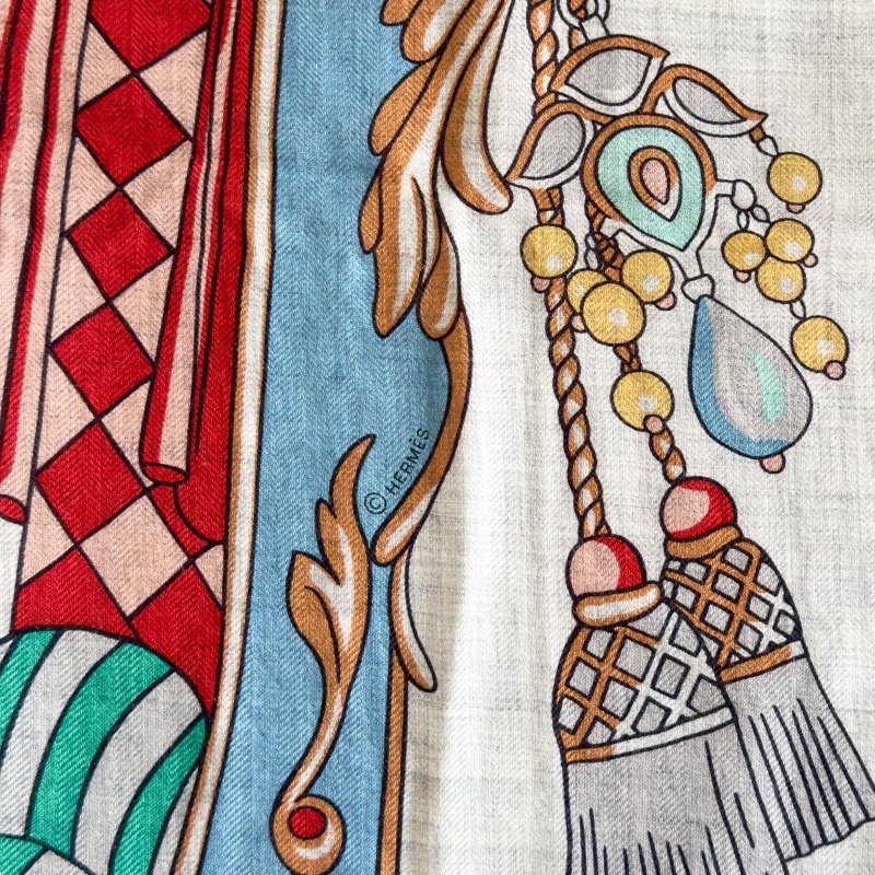 HERMES Coupe de Gala shawl 140 馬車的故事 羊絨 圍巾-5