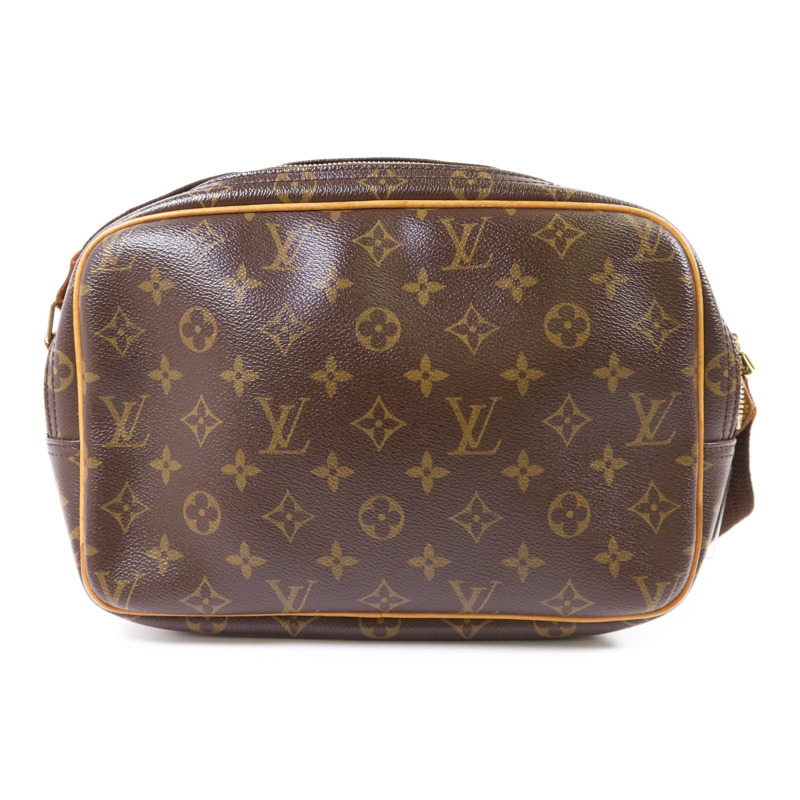 LOUIS VUITTON Monogram Reporter PM金扣肩背袋棕色-1