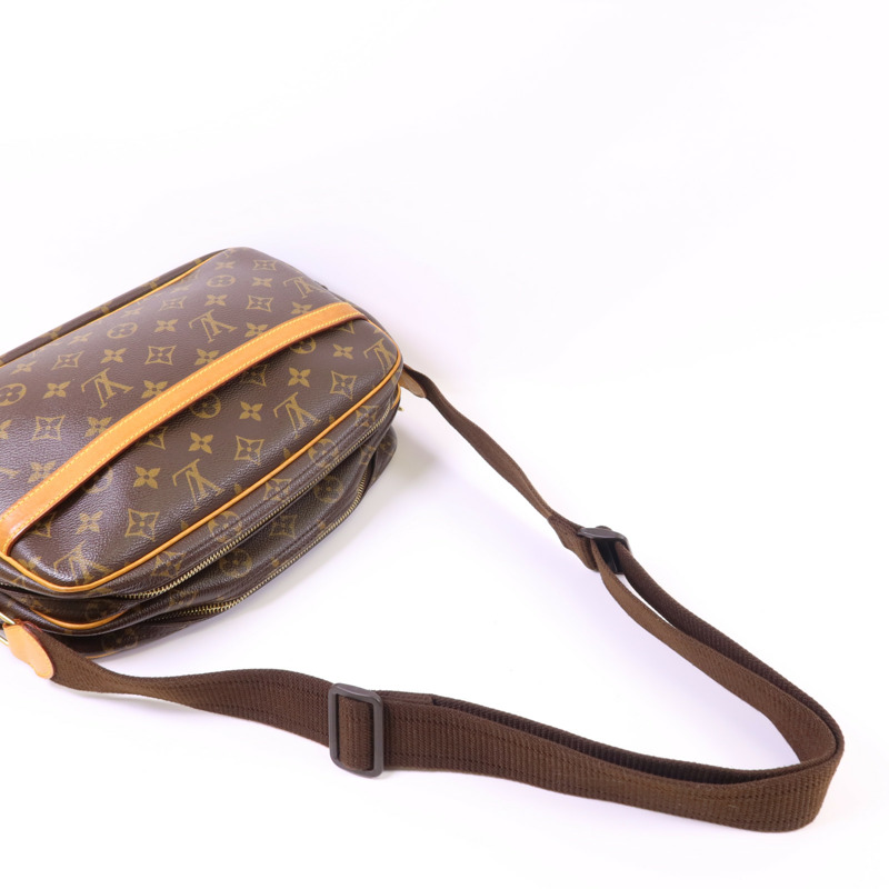LOUIS VUITTON Monogram Reporter PM金扣肩背袋棕色-4