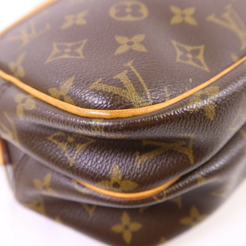 LOUIS VUITTON Monogram Reporter PM金扣肩背袋棕色-13