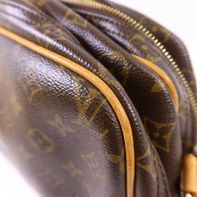 LOUIS VUITTON Monogram Reporter PM金扣肩背袋棕色-18