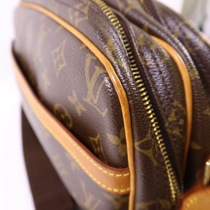 LOUIS VUITTON Monogram Reporter PM金扣肩背袋棕色-20