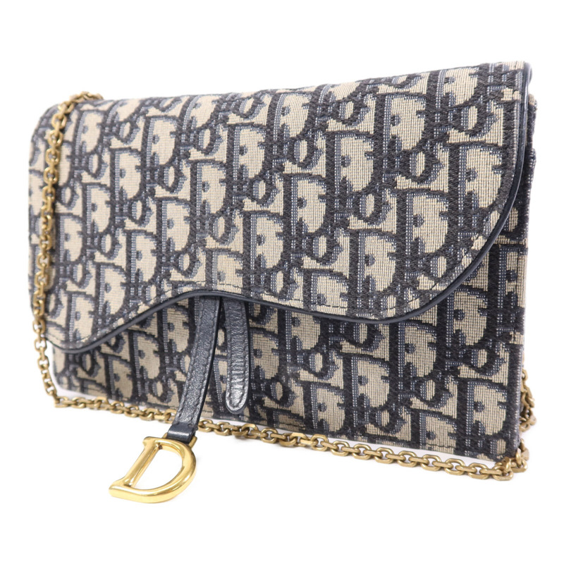 Dior 帆布Saddle Chain Shoulder金扣鏈帶肩背袋-2