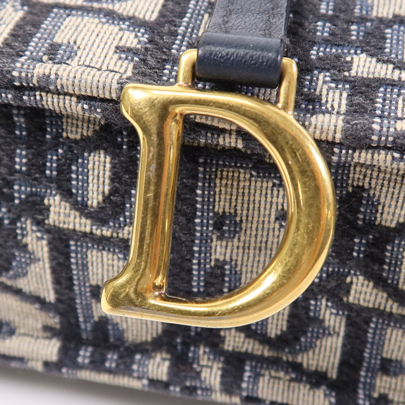 Dior 帆布Saddle Chain Shoulder金扣鏈帶肩背袋-8