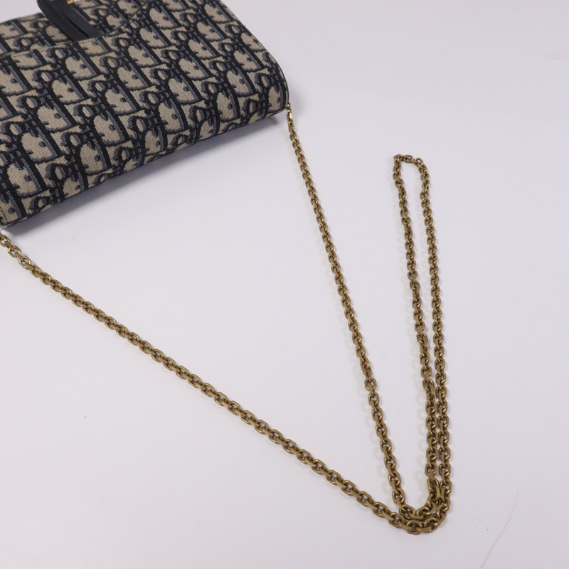 Dior 帆布Saddle Chain Shoulder金扣鏈帶肩背袋-9
