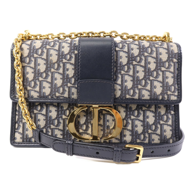Dior Oblique Jacquard/皮革 30 Montaigne Chain Bag金扣鏈帶肩背袋-0