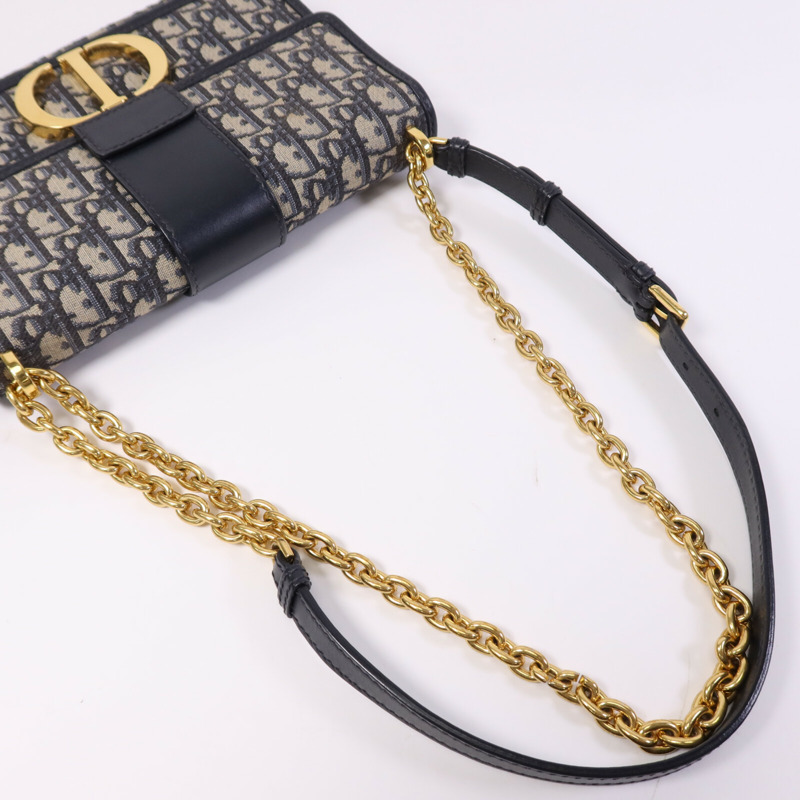 Dior Oblique Jacquard/皮革 30 Montaigne Chain Bag金扣鏈帶肩背袋-9