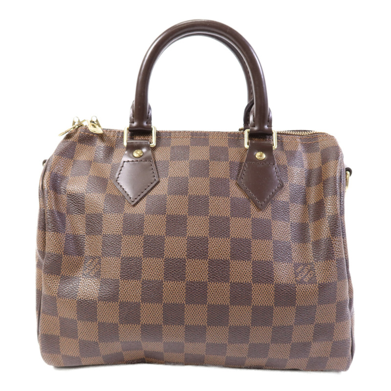 LOUIS VUITTON Damier Speedy Bandouliere 25金扣手挽肩背兩用袋-1