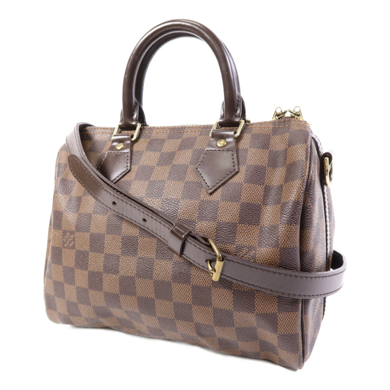 LOUIS VUITTON Damier Speedy Bandouliere 25金扣手挽肩背兩用袋-2