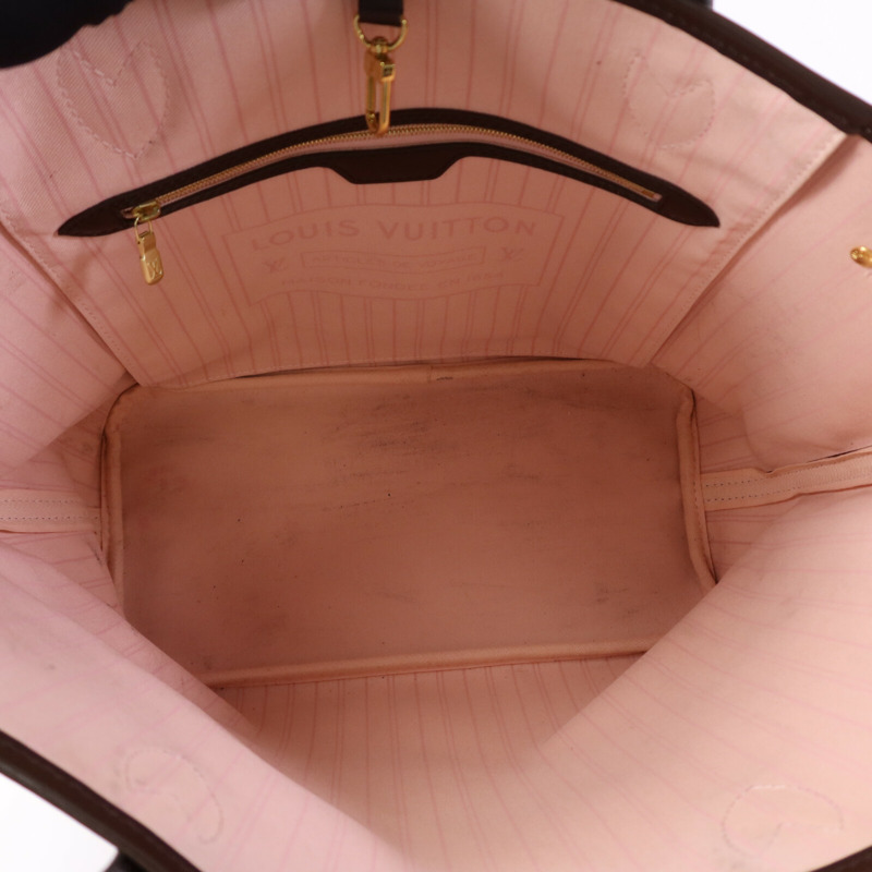 LOUIS VUITTON Damier Neverfull MM金扣手挽袋-9