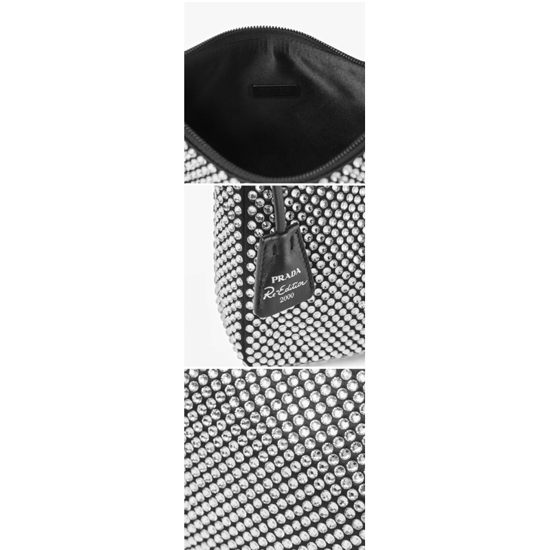 PRADA 水晶緞面三角形Logo迷你單肩包 1BC515 2AWL F0T7O-7