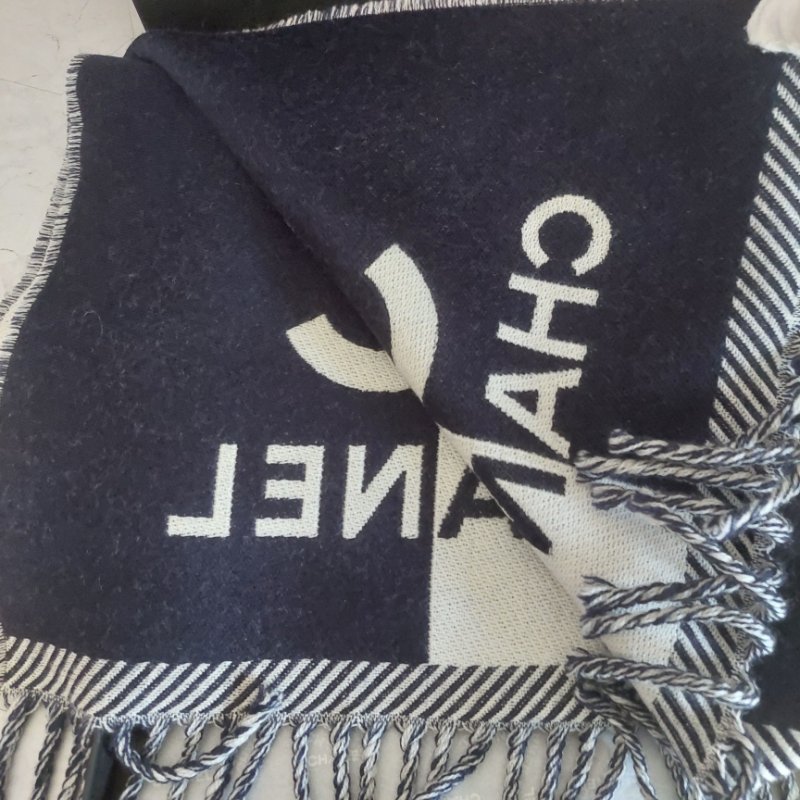 CHANEL香奈兒 🎀現貨 🎀 24K雙色撞色/拼色圍巾~(近新品)-8
