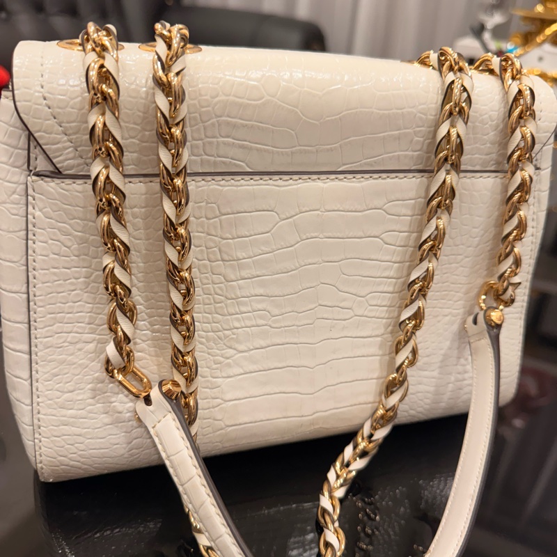 MK 鱷魚紋鍊條包| 白色近全新🤍|附購證 / 收據《保證正品》-9