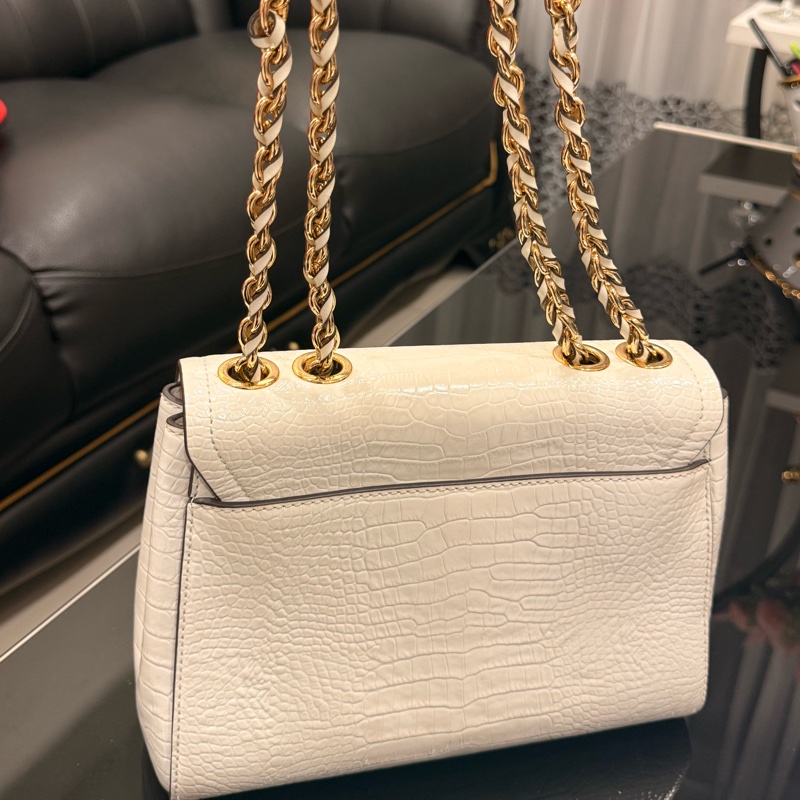 MK 鱷魚紋鍊條包| 白色近全新🤍|附購證 / 收據《保證正品》-10