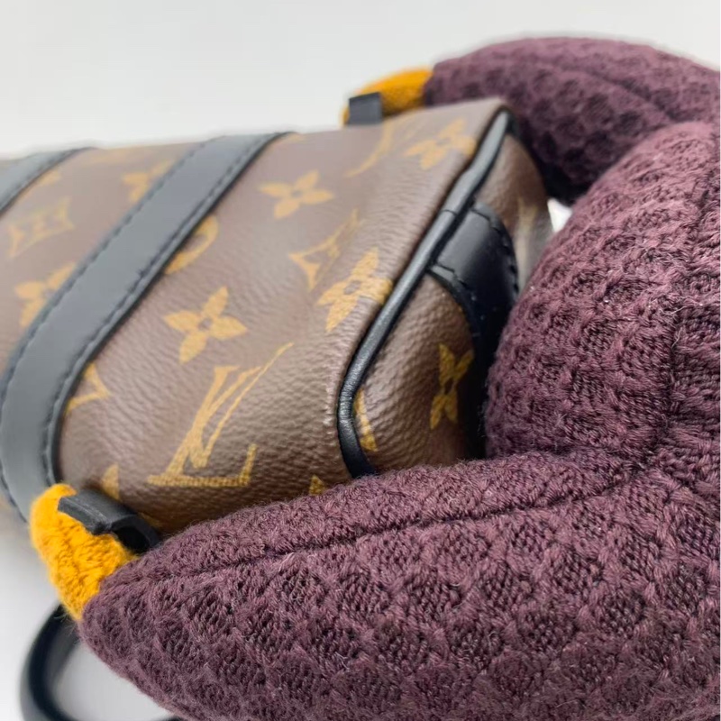 Vuitton/路易威登 LV Keepall Nano猴子包,限量秀款,老花帆布配橙色拉鍊,肩帶可調節,尺寸21x12.5x6cm-16