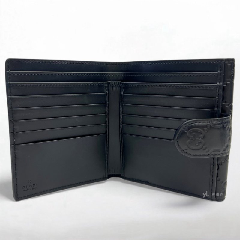 GUCCI短夾 Sarah黑色牛皮 GG Marmont扣式短夾 369676-6