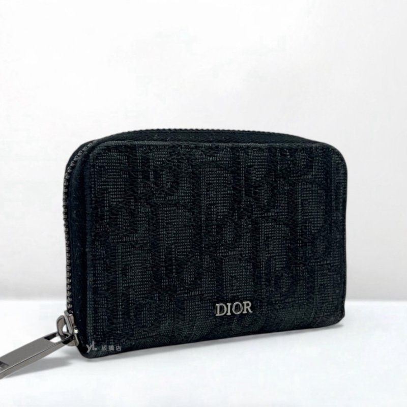 DIOR零錢包 黑色Dior Oblique緹花零錢包-1