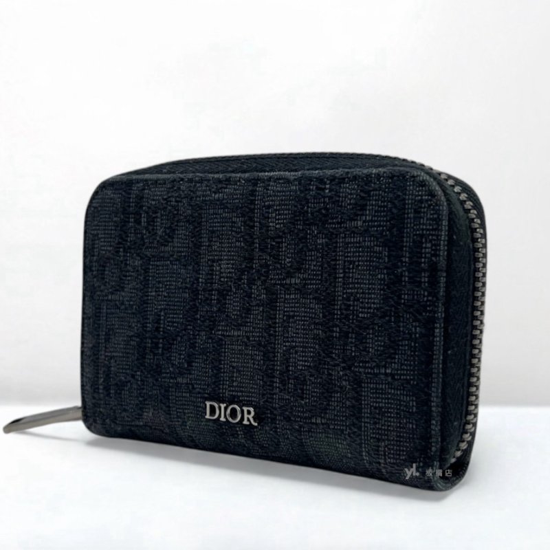 DIOR零錢包 黑色Dior Oblique緹花零錢包-2