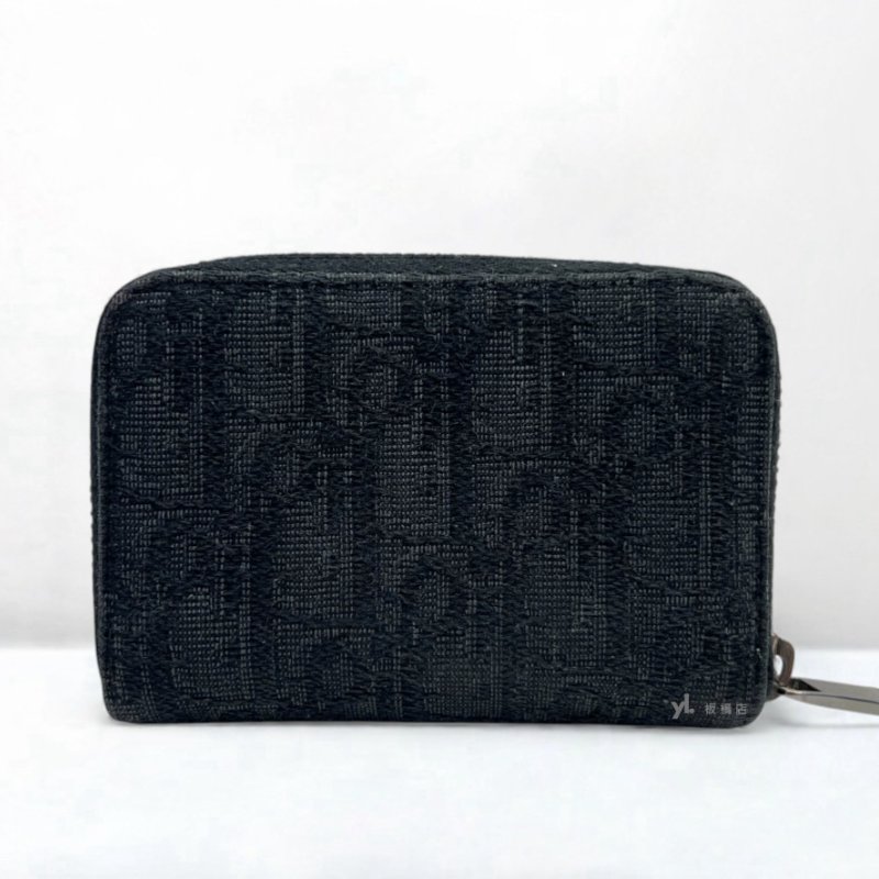 DIOR零錢包 黑色Dior Oblique緹花零錢包-3