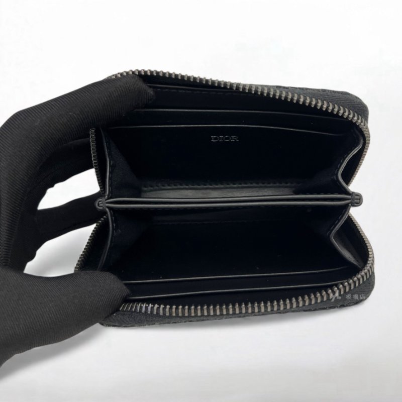 DIOR零錢包 黑色Dior Oblique緹花零錢包-5