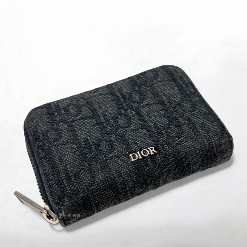 DIOR零錢包 黑色Dior Oblique緹花零錢包-6