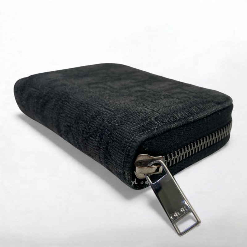 DIOR零錢包 黑色Dior Oblique緹花零錢包-7