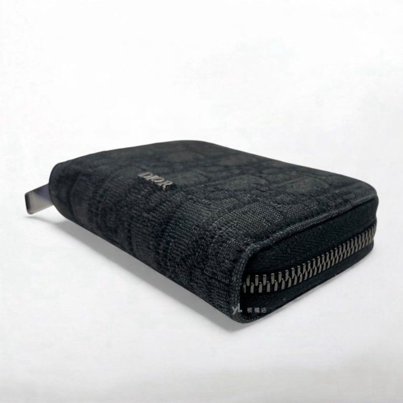 DIOR零錢包 黑色Dior Oblique緹花零錢包-8