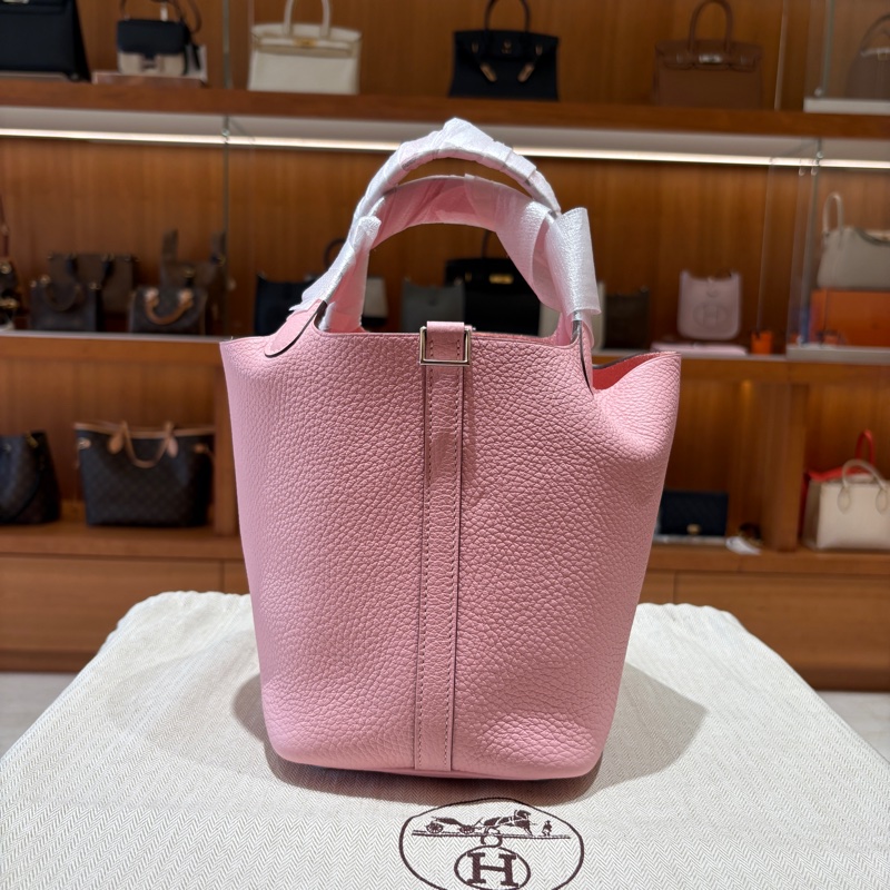 【夢幻櫻花粉、銀扣甜而不膩】Hermès Picotin 18 手提包|TC小牛皮|W刻 2024年份+原廠全配-2