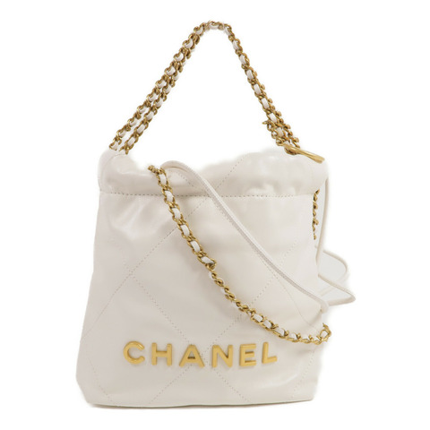 CHANEL 牛皮皮革Mini 22金扣手挽肩背兩用袋