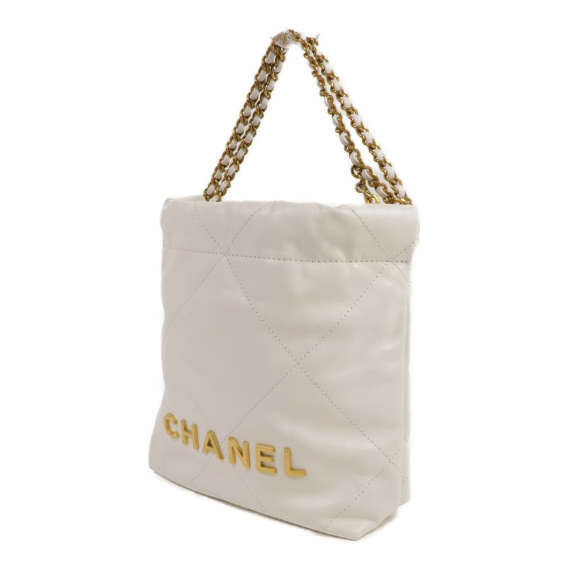 CHANEL 牛皮皮革Mini 22金扣手挽肩背兩用袋-2